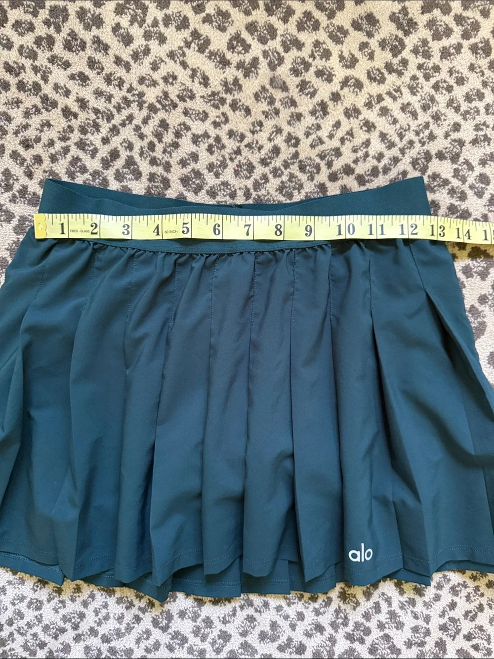 ALO Yoga Teal Pleated Skater Skirt with White Logo
